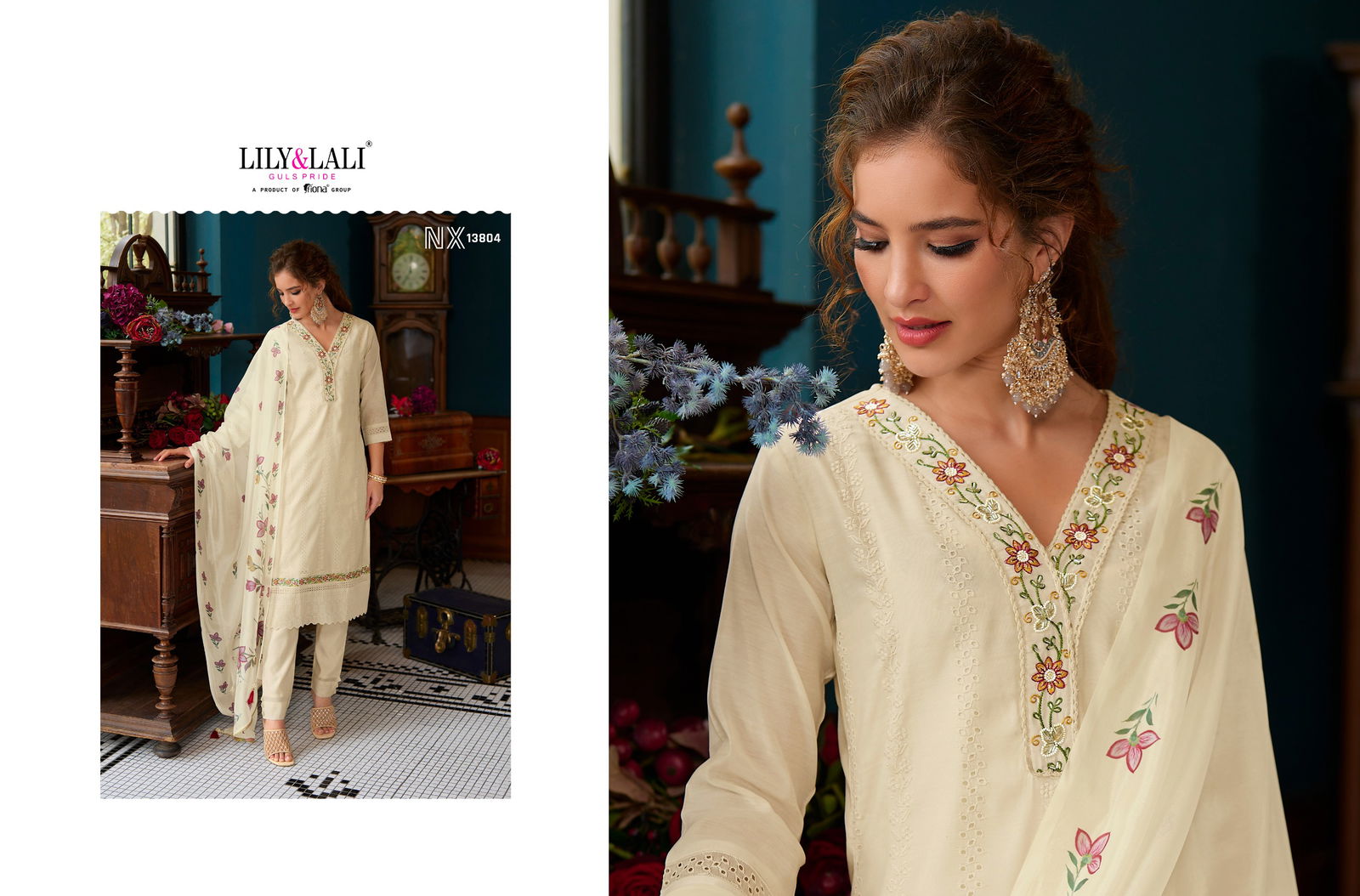 Lucknowi Nx By Lily And Lali Chanderi Silk Readymade Suits Catalog